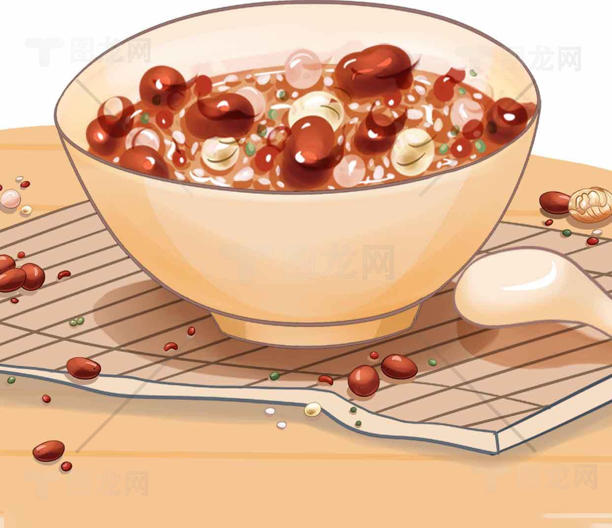 红豆薏米粥插画图片 | 健康养生美食素材