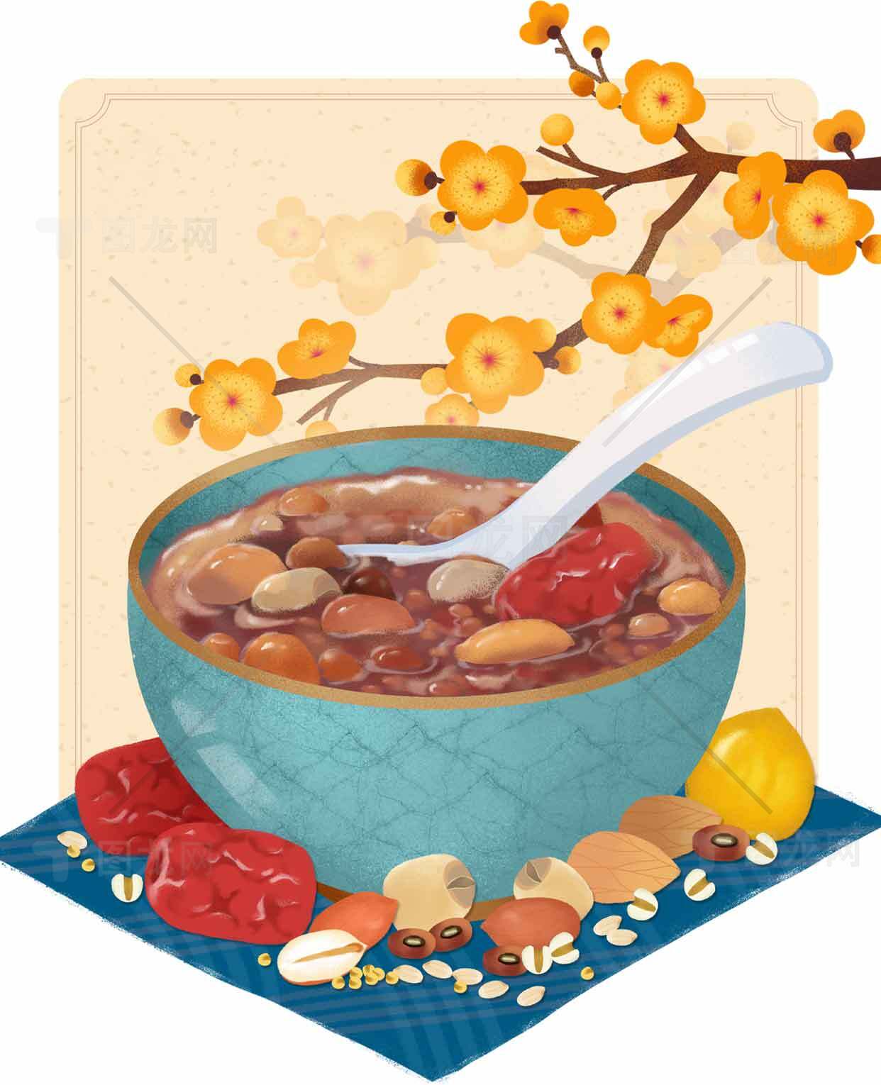 腊八节特色美食插画图片：腊八粥精选图集素材