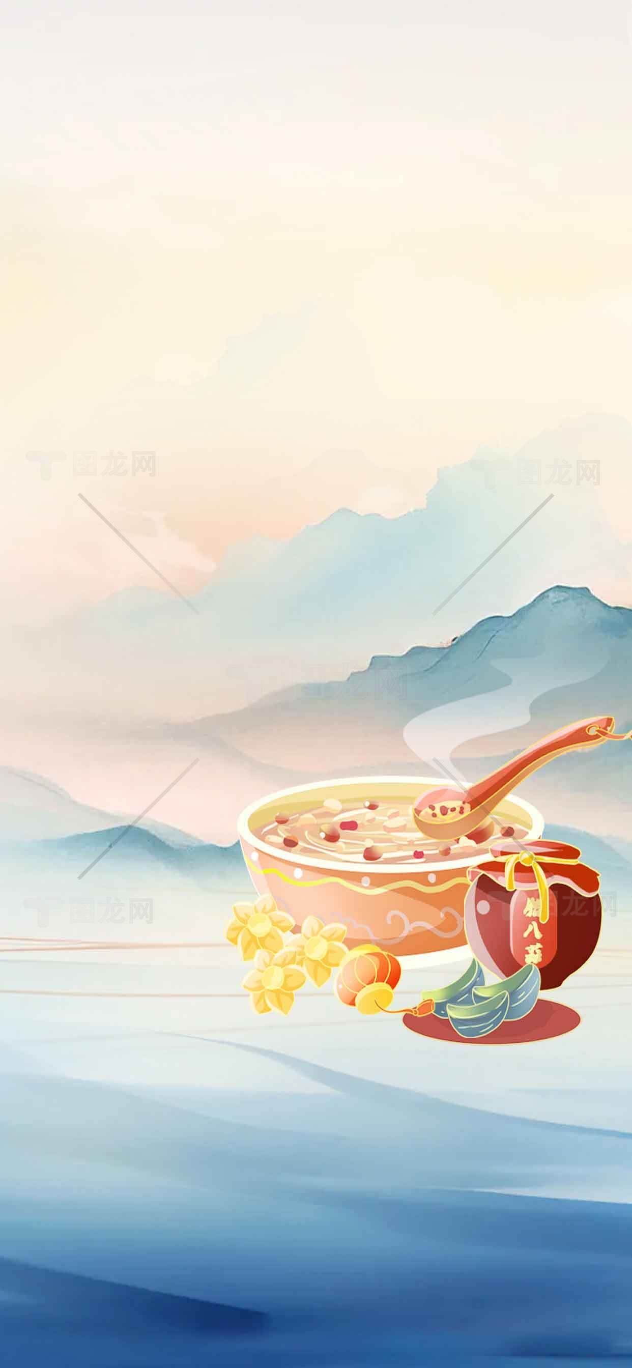 冬日养生八宝粥插画背景图片素材