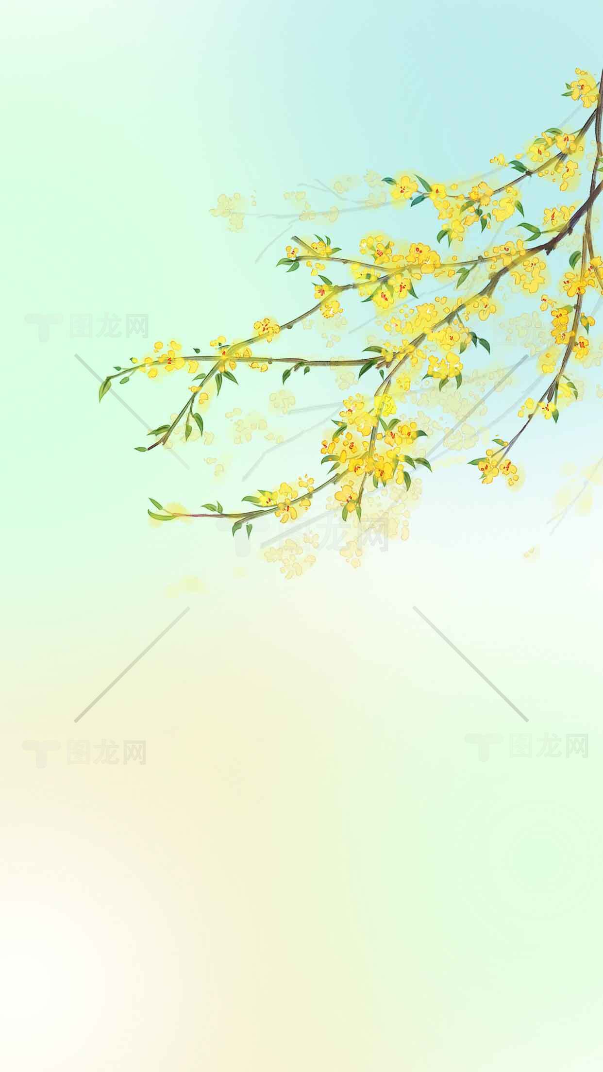 春日清新唯美黄花背景图片素材