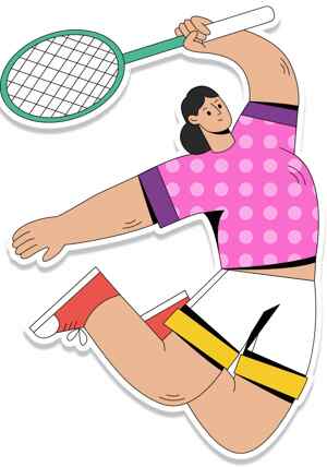 网球运动插画：活力女性挥拍瞬间