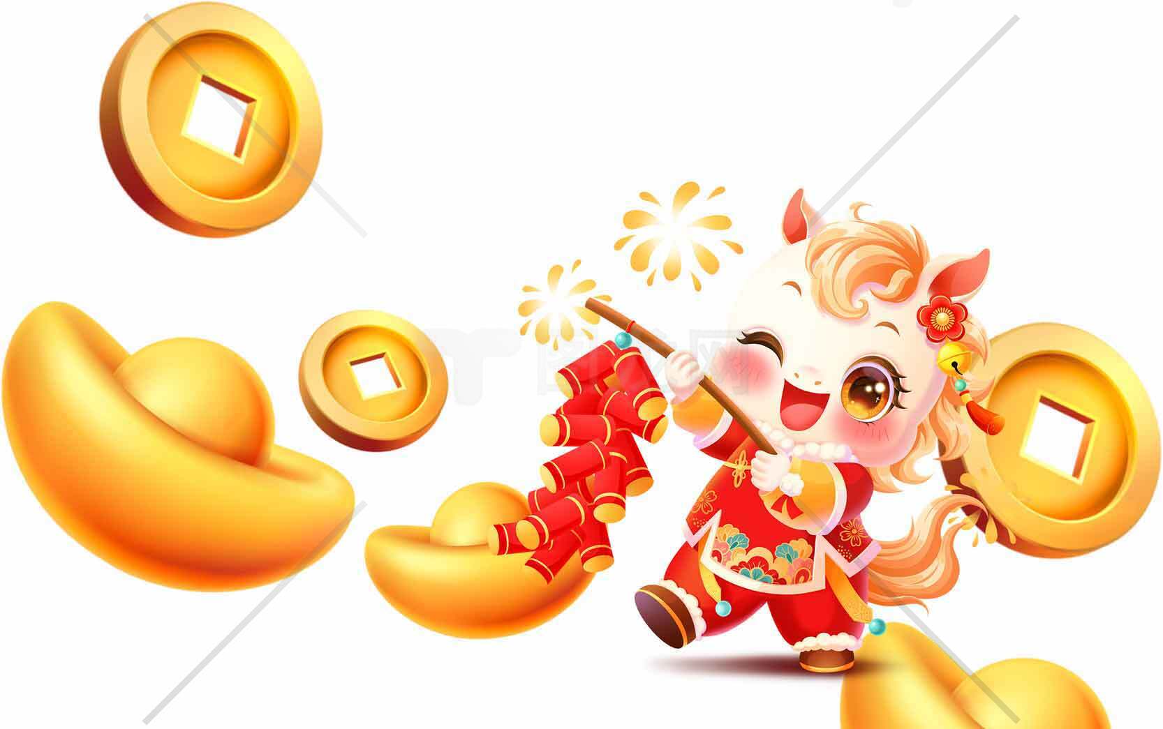 马年吉祥物卡通插画设计素材