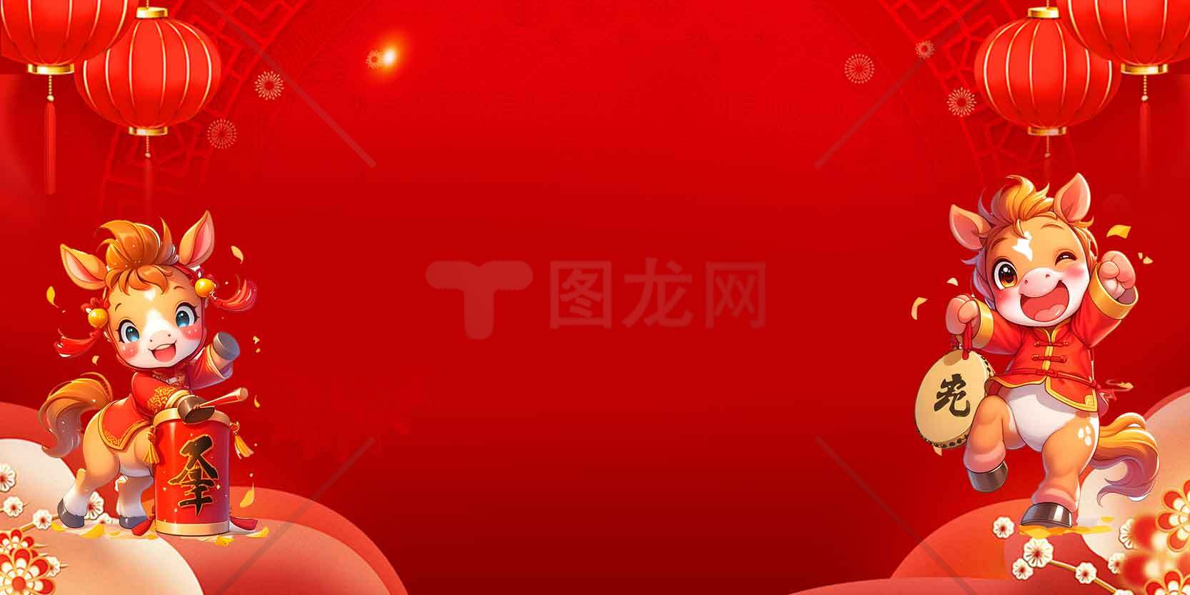 马年吉祥红色背景节日庆祝图素材