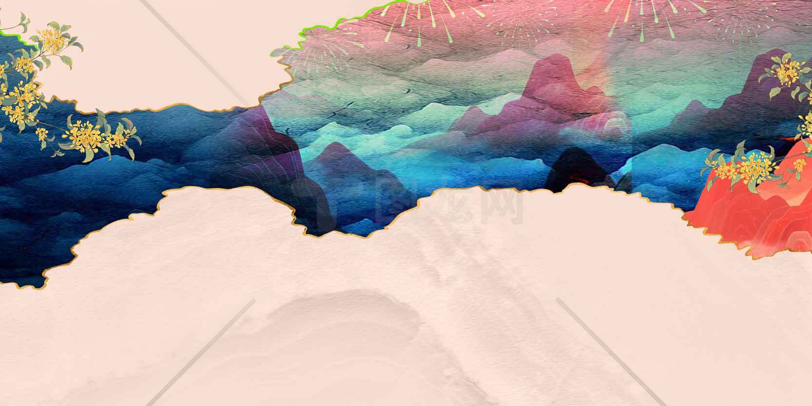 唯美水墨风景画背景图片素材