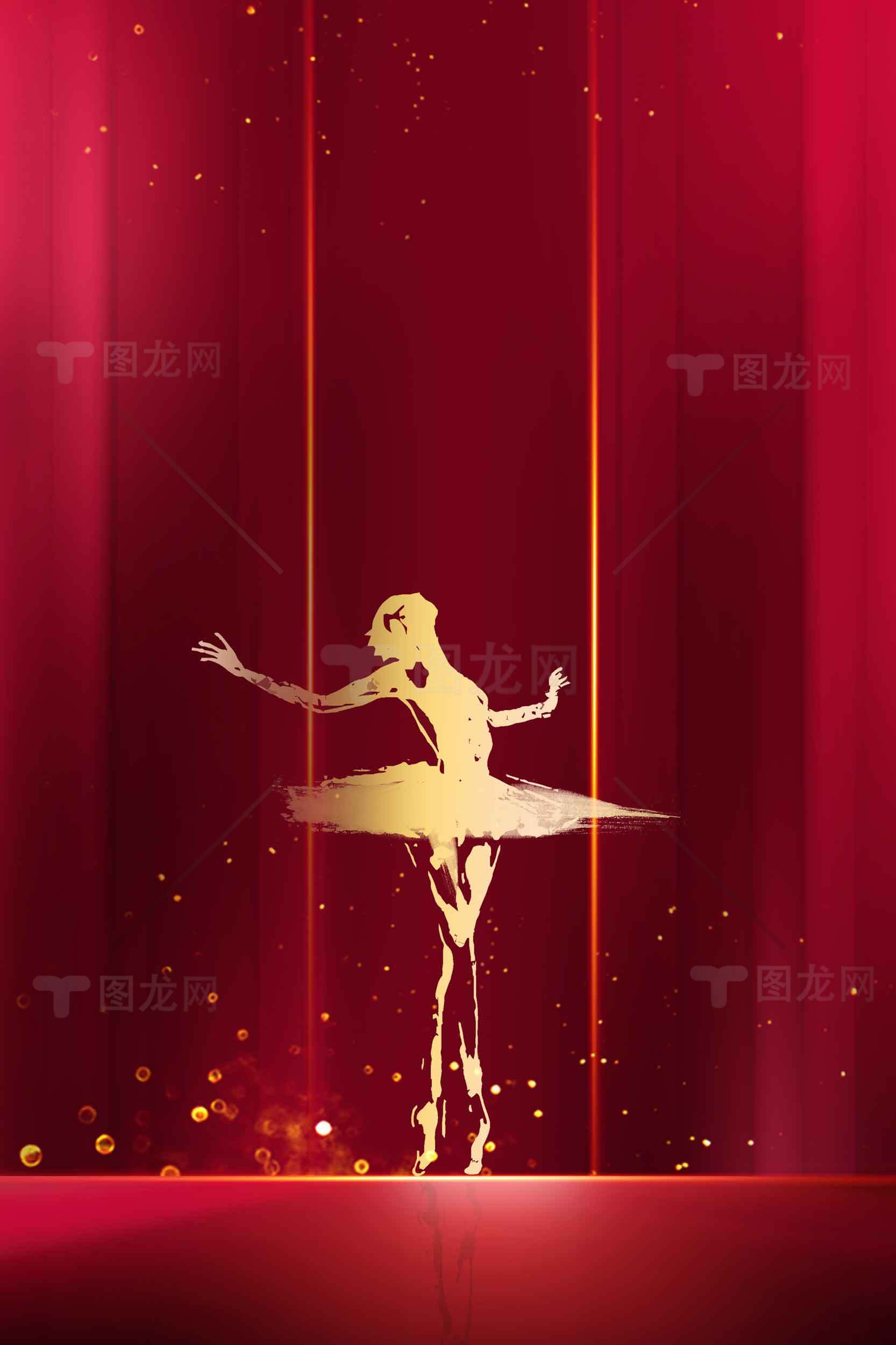 优雅芭蕾舞者剪影艺术背景图片素材