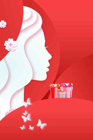 女性剪影与礼物背景设计图片