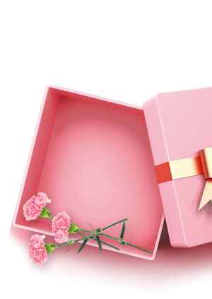 粉色礼盒与康乃馨的唯美组合