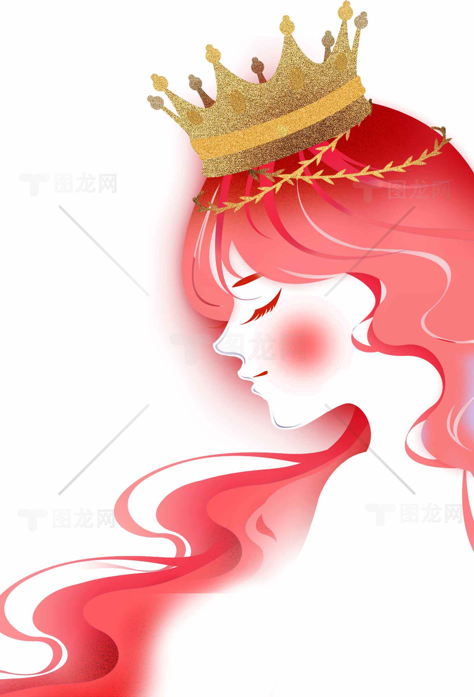 红色王冠主题插画设计素材