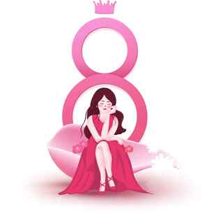 国际妇女节粉色插画设计