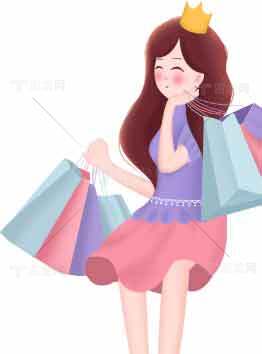 时尚购物女孩插画 | 动漫风格购物主题图片素材