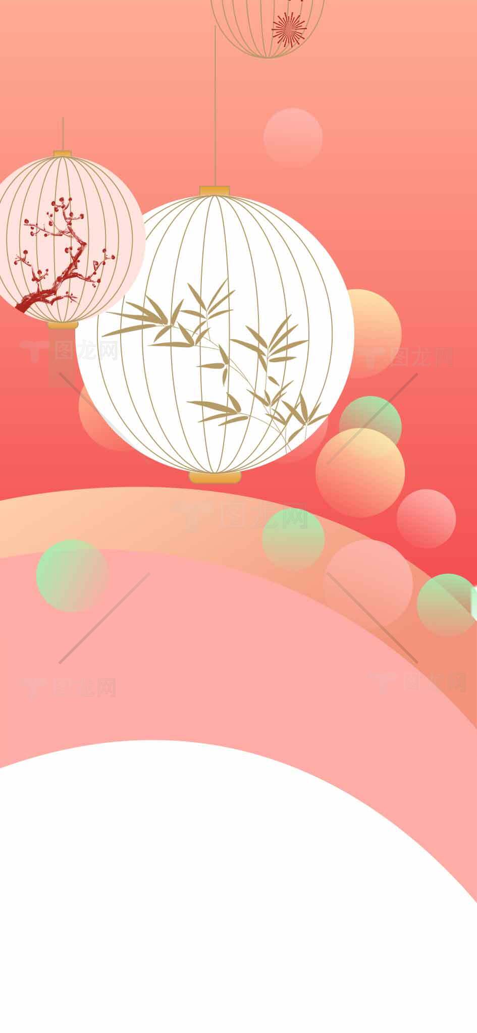 中国传统灯笼背景设计与渐变色彩搭配素材