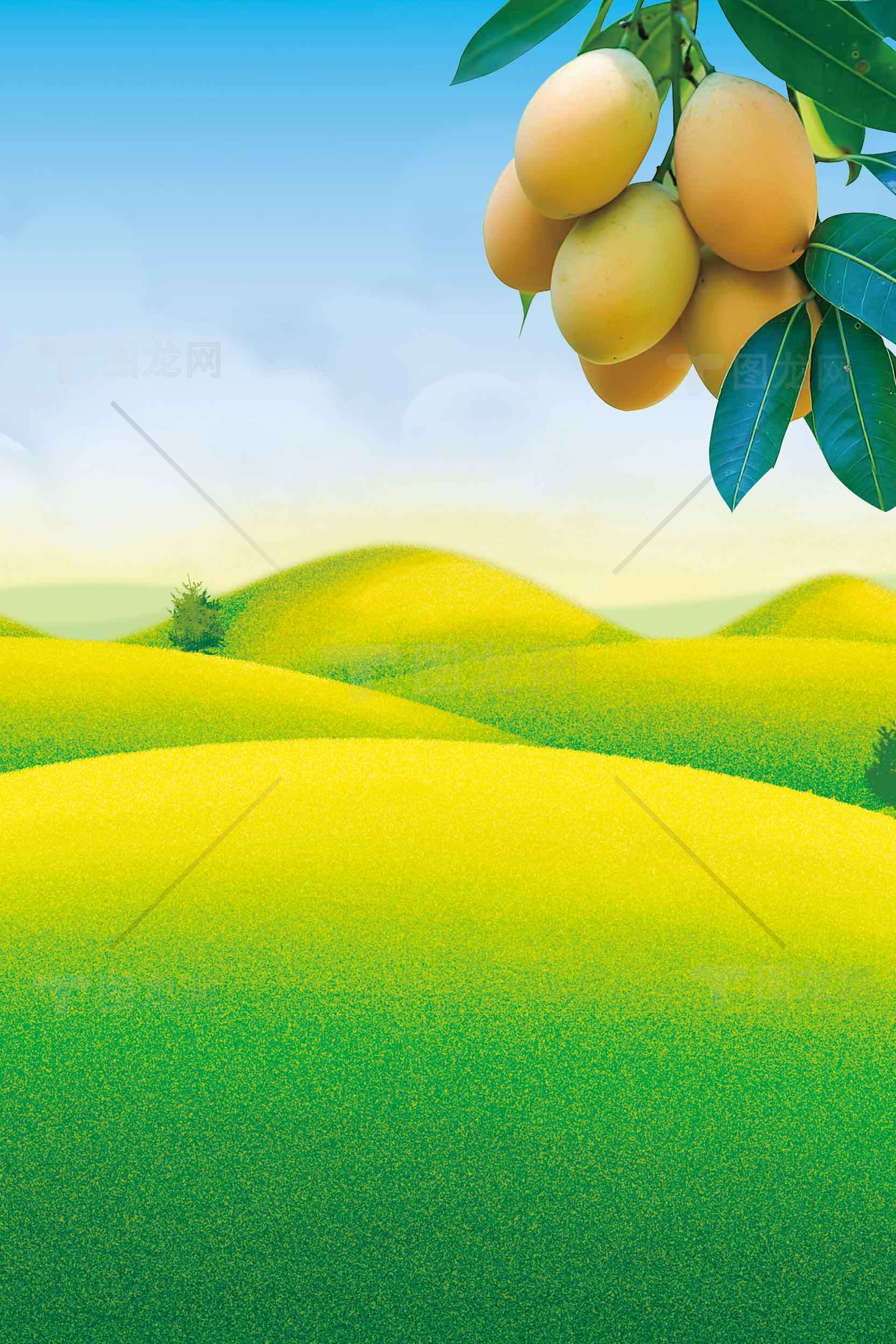 田园风光与果实挂枝的唯美景色素材