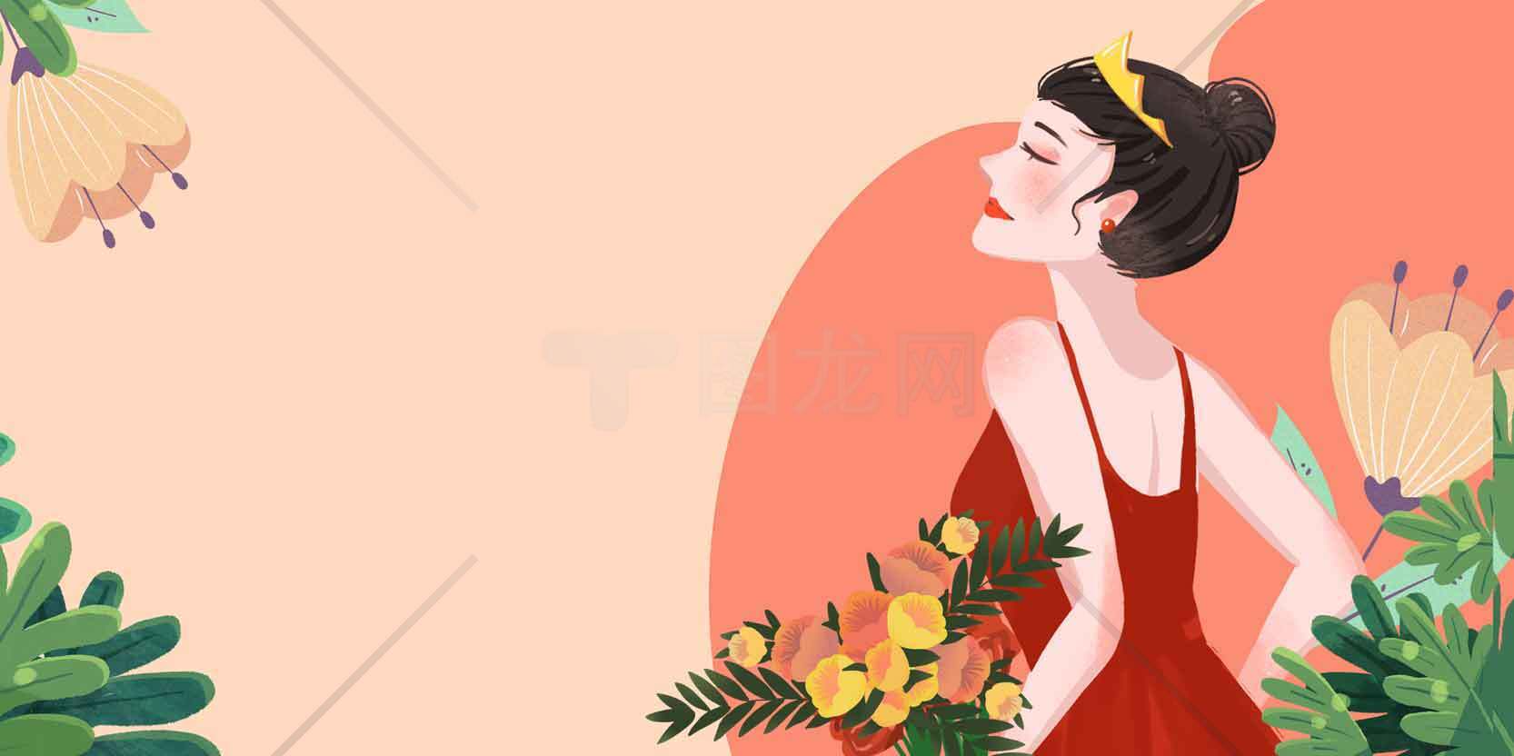 优雅女性插画背景设计素材