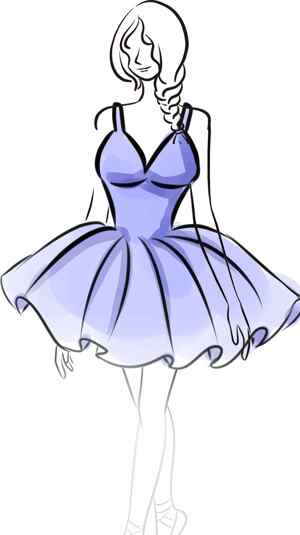 紫色连衣裙时尚插画设计