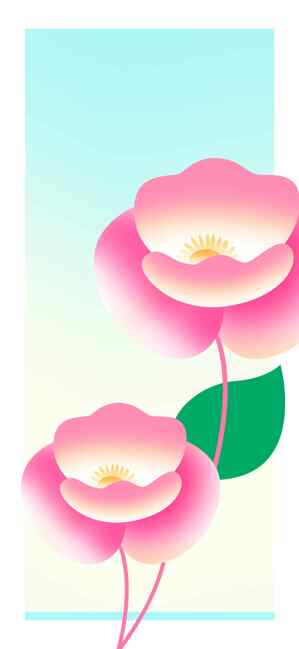 粉色花朵与渐变背景插画设计