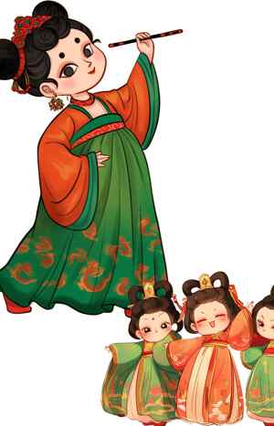 古风卡通人物插画：传统服饰与文化魅力