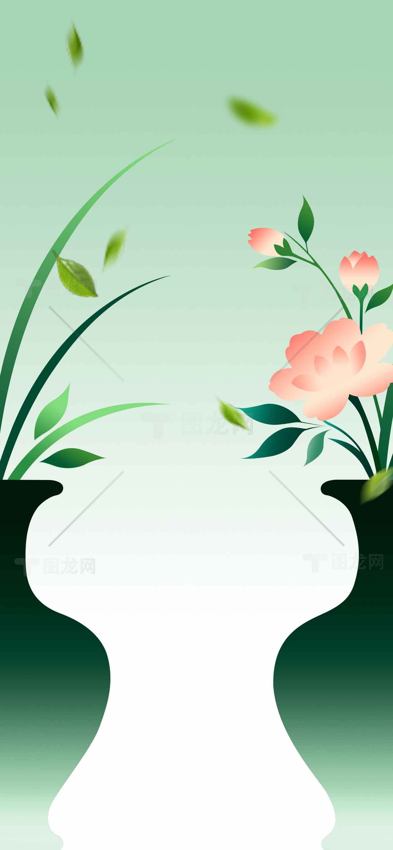 清新绿意花卉背景图片素材