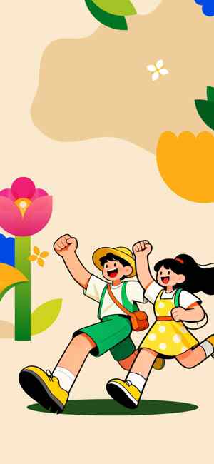 春日郊游卡通插画