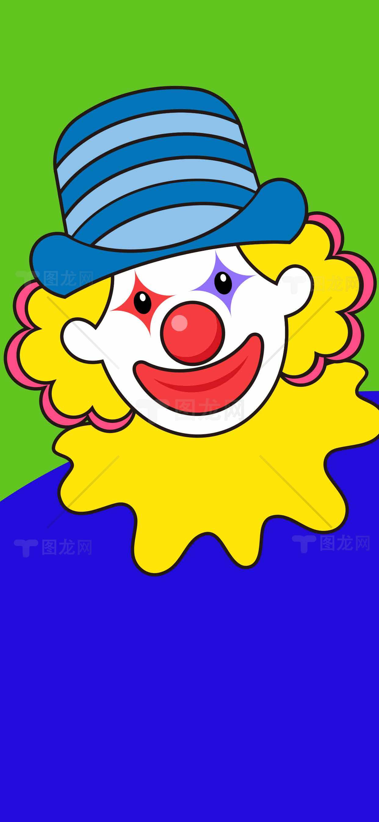 卡通小丑插画设计：色彩鲜艳的趣味艺术素材