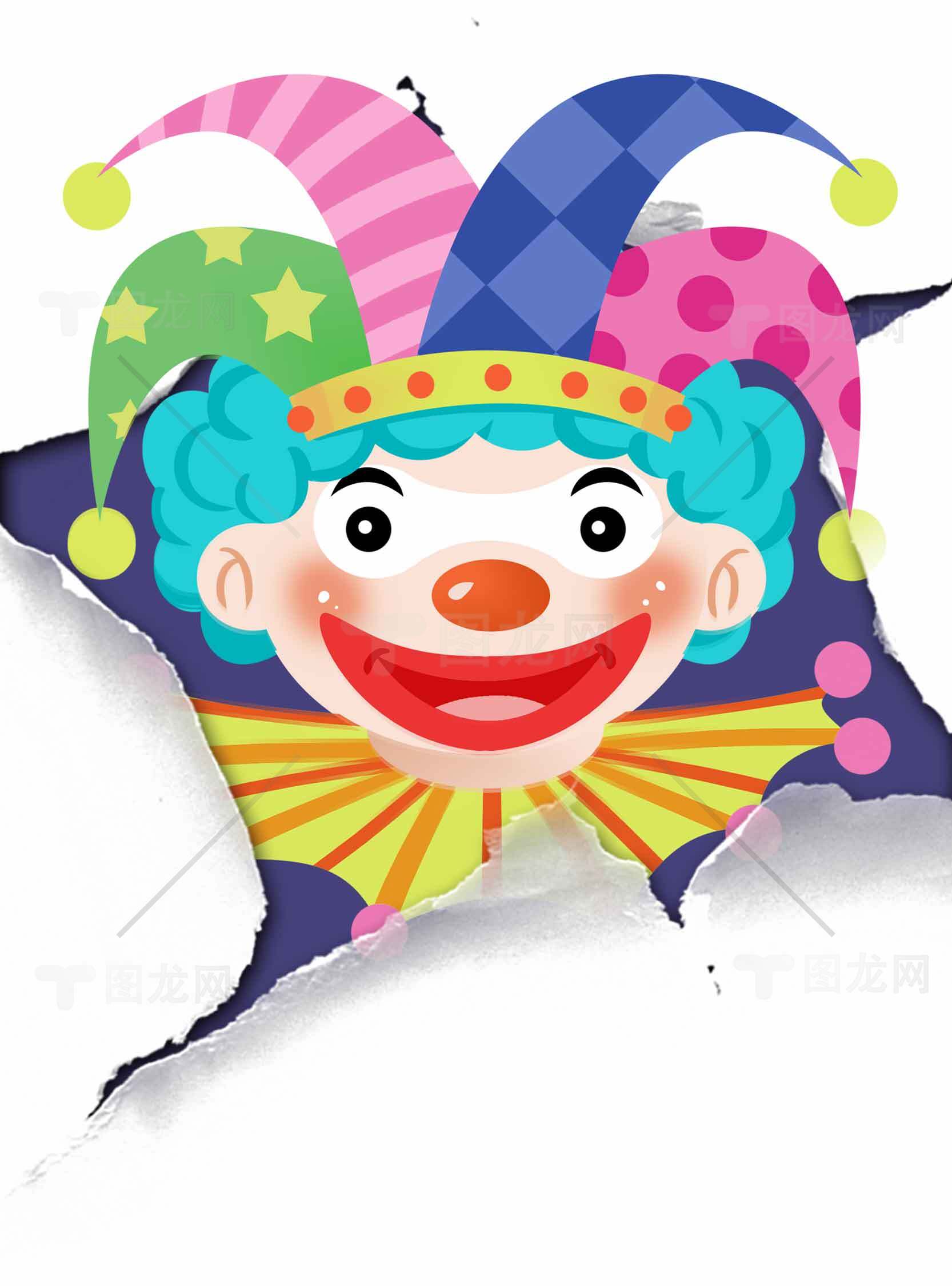 彩色小丑插画设计图片素材