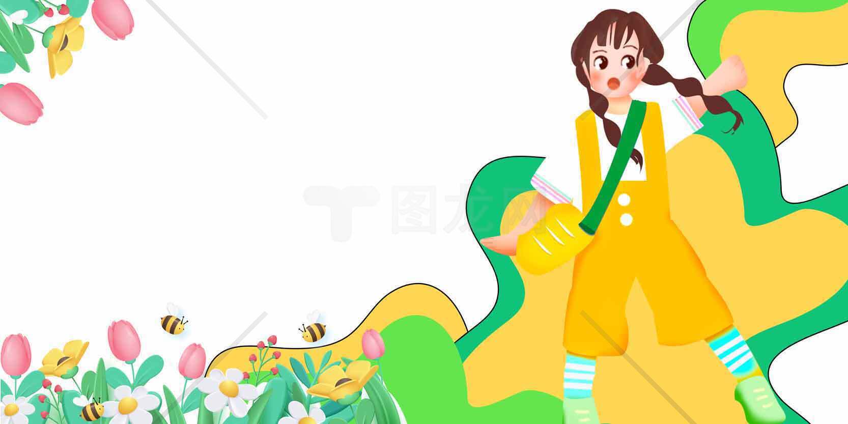 春季儿童主题插画设计素材