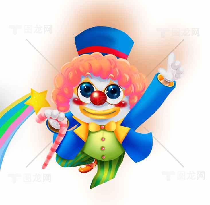 欢乐小丑卡通形象插画设计素材