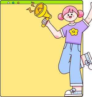 卡通风格女孩手持喇叭宣传插画