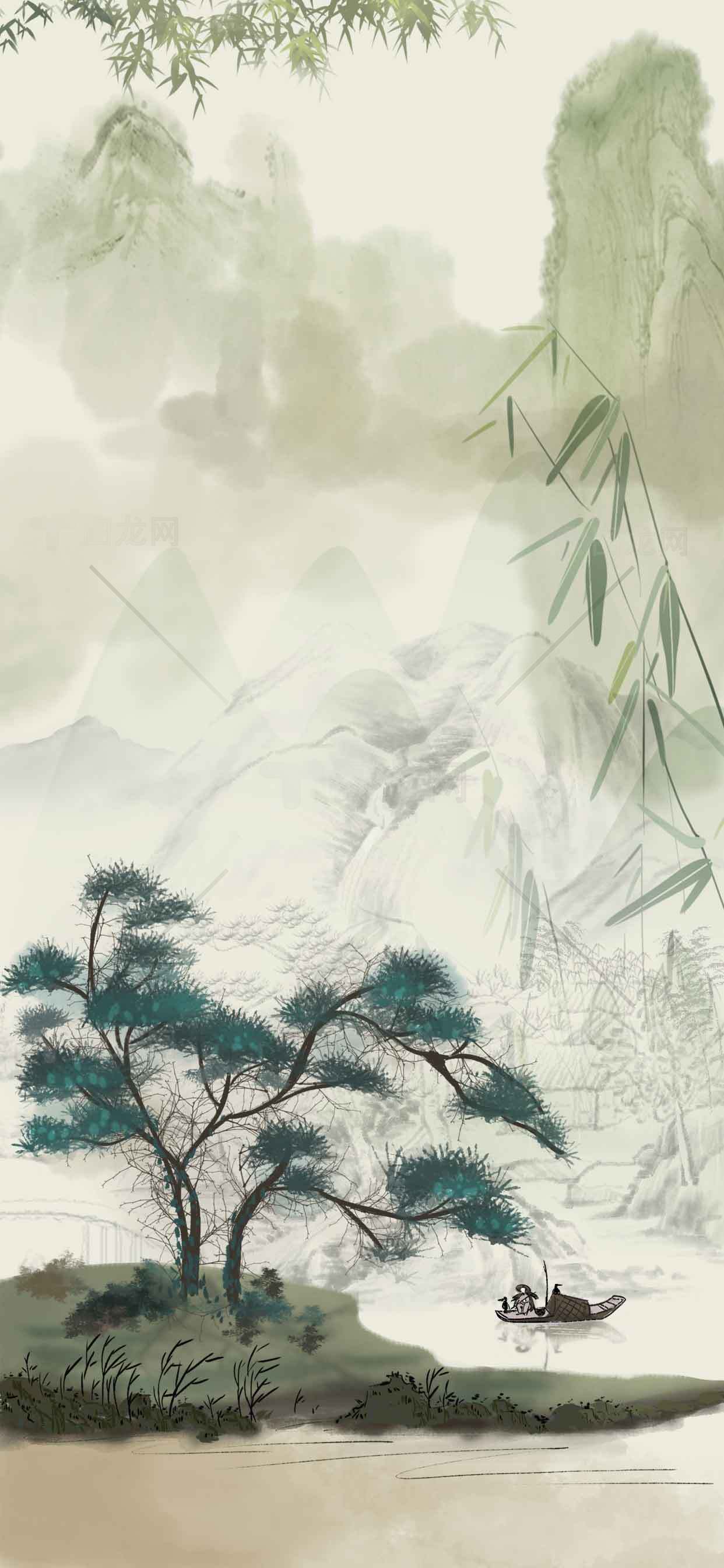 中国山水画风景壁纸高清素材