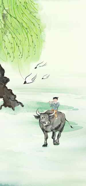 水墨田园画：童年记忆中的牧牛时光