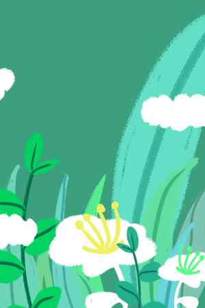 清新绿色手绘自然风景插画