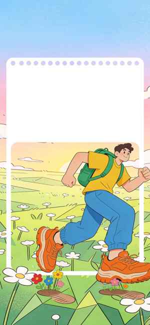 春日田野徒步插画背景