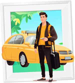 出租车与旅客插画：出行与交通主题