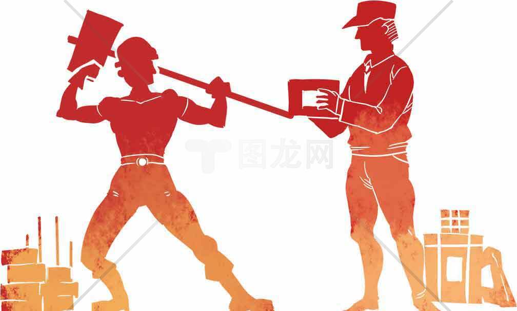 工人合作与劳动场景插画素材