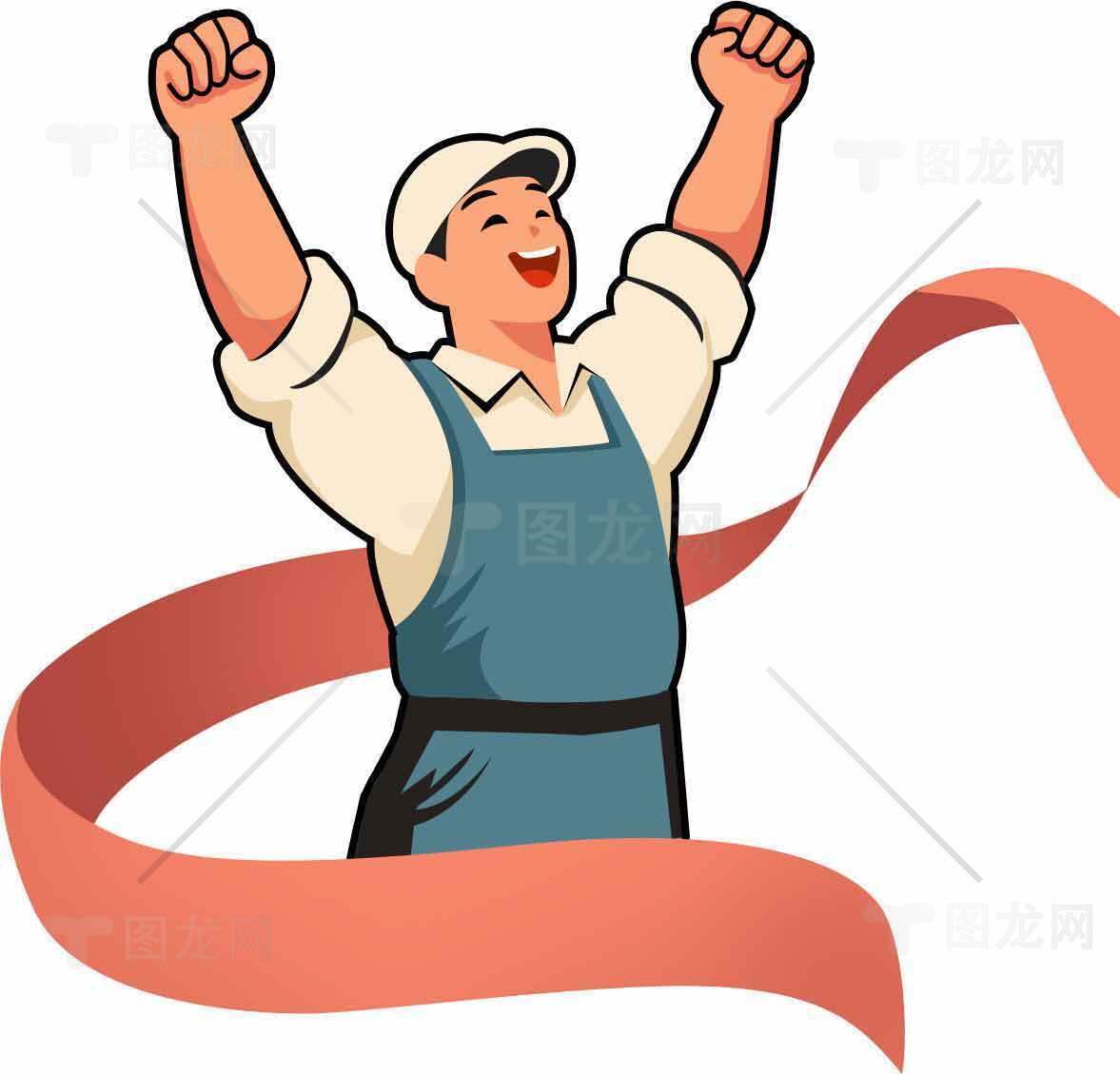 庆祝胜利的卡通人物插画素材