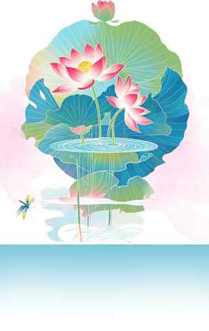 唯美荷花插画背景图片