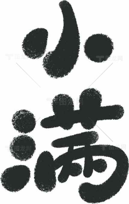 小满节气黑白艺术毛笔字设计素材