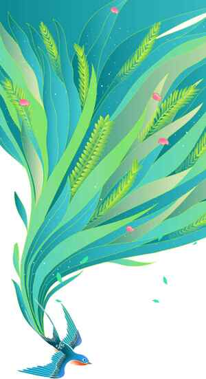 飞鸟与自然元素插画设计