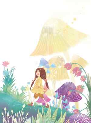童话森林中的女孩插画