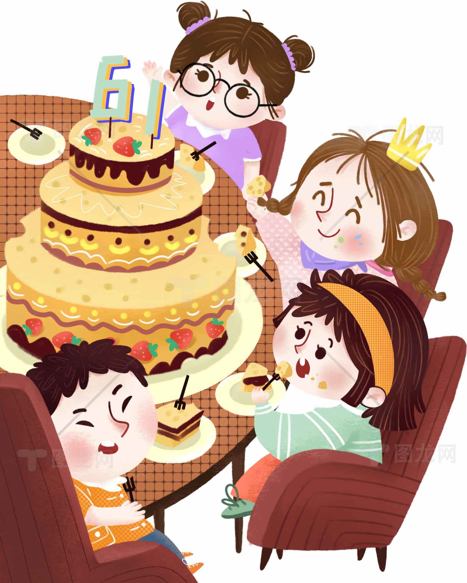 儿童生日派对插画设计素材